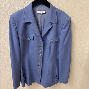 Escada Women's Sky Blue Blazer jacket wool  with Silver Buttons